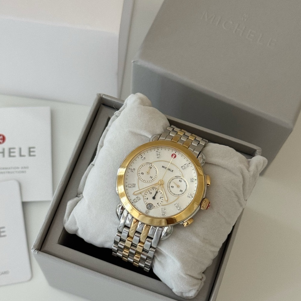 Michele Sidney Two tone Bracelet Watch 0.07ctw